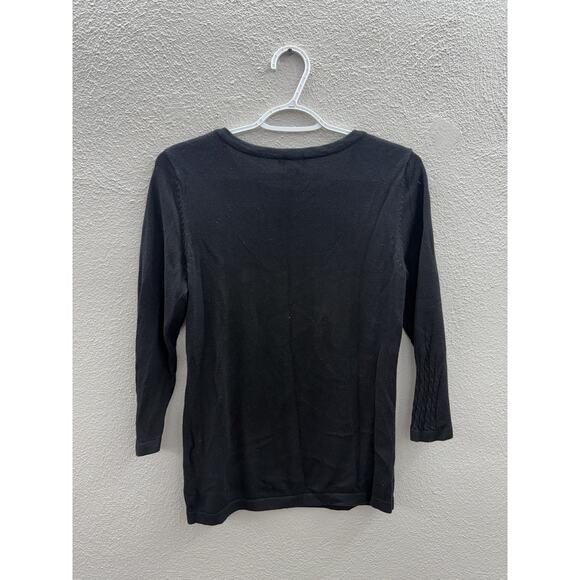 H&M Womens Shirt Size Small Black 3/4 Sleeve Round Neck Sweater - Picture 5 of 9